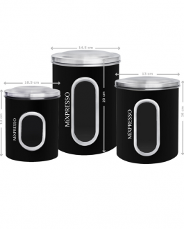 3Piece Black Canisters For Kitchen